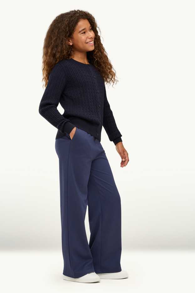 Enfants filles - Pantalon de toile à ceinture - bleu foncé