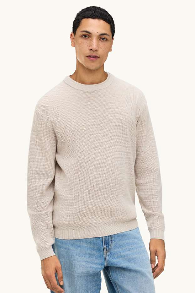 Herren - Pullover - strukturiert - hellbeige