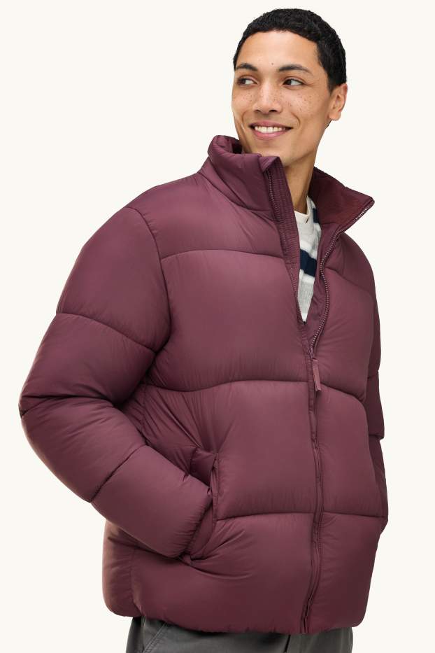 Men - Quilted jacket - water-repellent - bordeaux