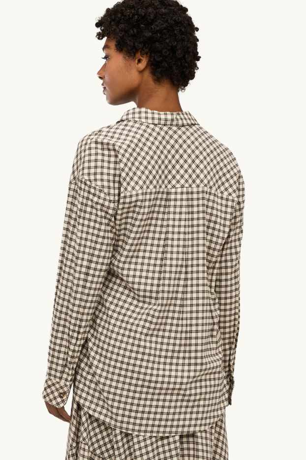 Dona - Brusa - oversized - de quadres - marró/beix