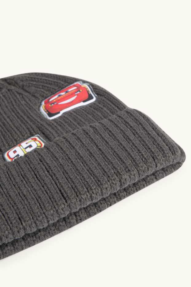 Children Boys - Cars - pom-pom hat - dark gray