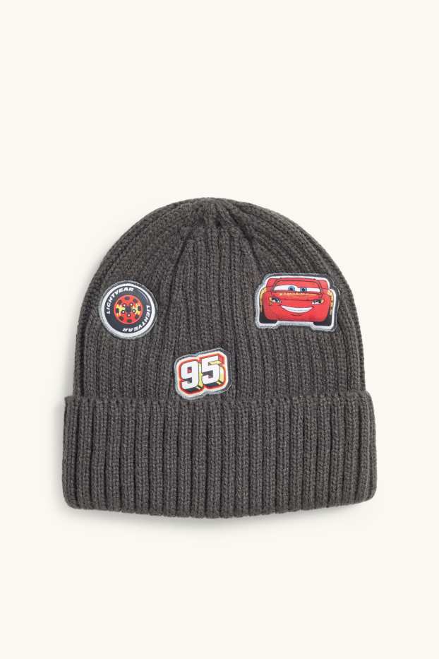 Children Boys - Cars - pom-pom hat - dark gray