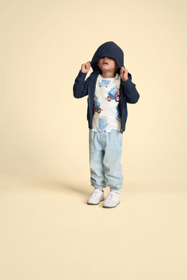 Children Boys - Dino - sweat hoodie - textured - dark blue