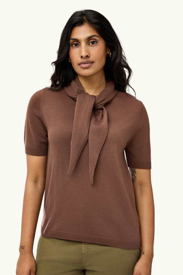 Women - Jumper - short sleeve - brown