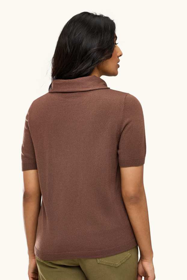 Women - Jumper - short sleeve - brown