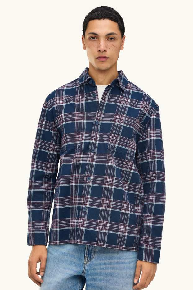 Herren - Hemd - Relaxed Fit - Kent - kariert - dunkelblau / weiß