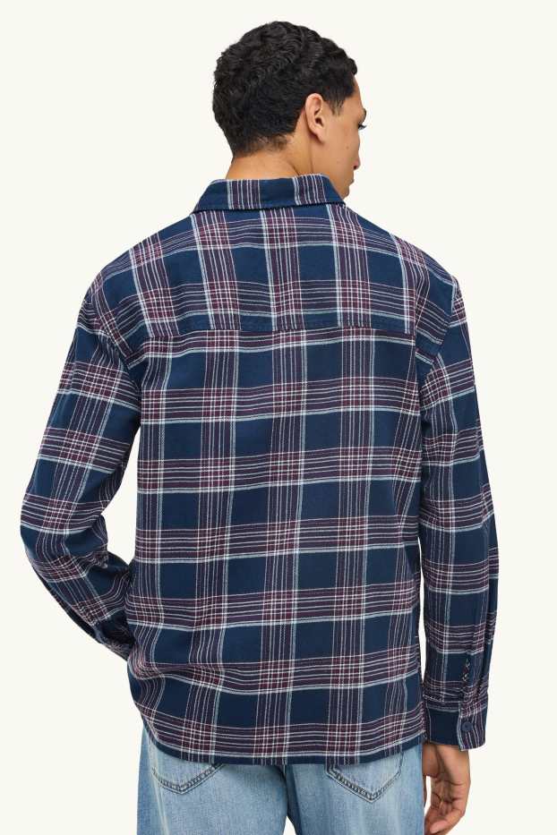Herren - Hemd - Relaxed Fit - Kent - kariert - dunkelblau / weiß
