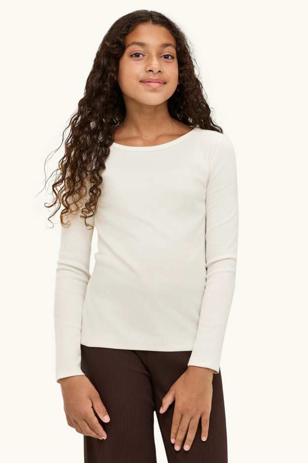 Bambine - Confezione da 4 - maglia a maniche lunghe - a coste - nero