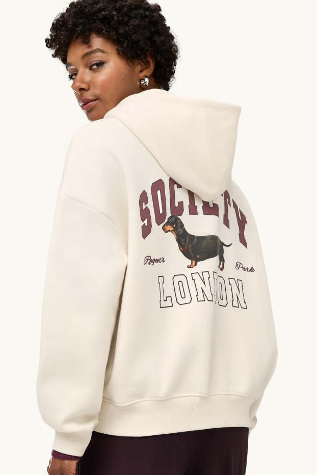 Femmes - Sweat à capuche Oversize - blanc crème