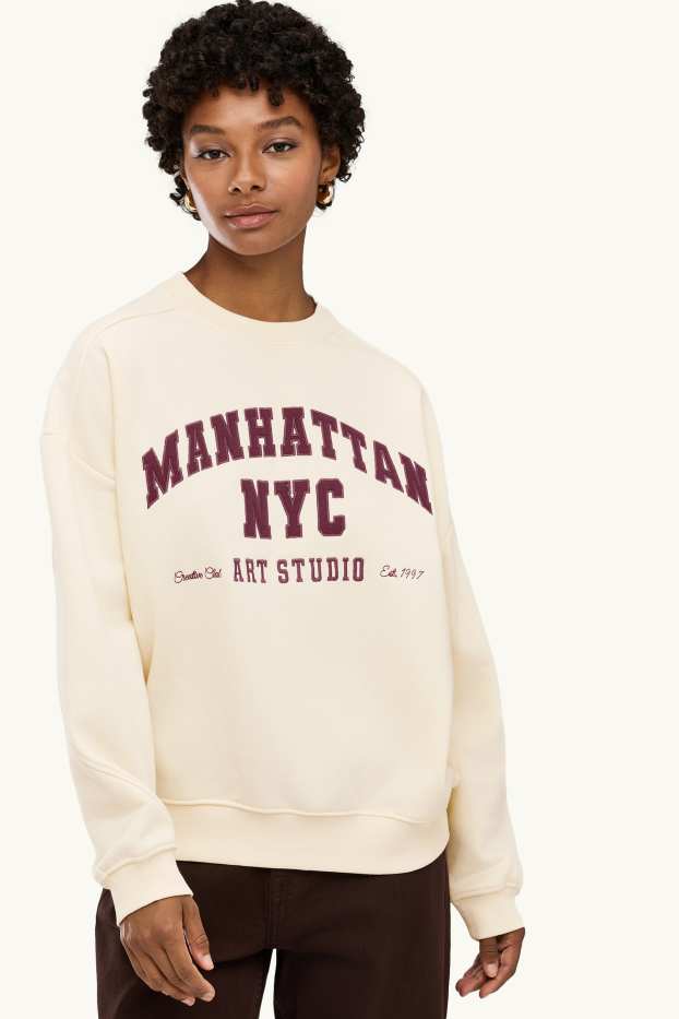 Femmes - Sweat Oversize - beige / bordeaux