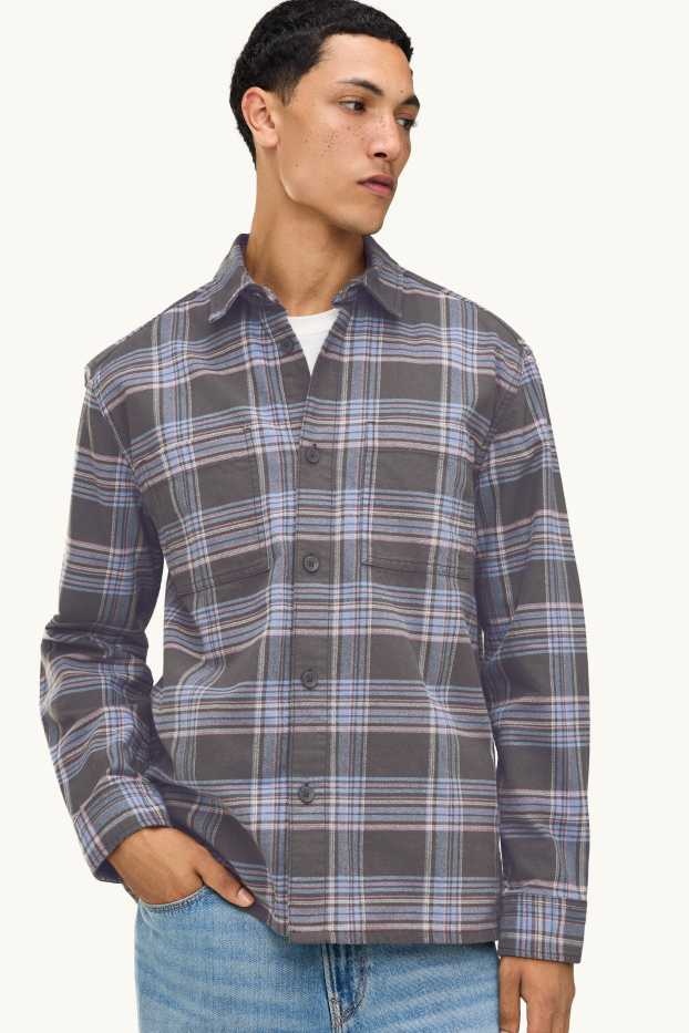 Home - Camisa - relaxed fit - Kent - de quadres - blau / gris fosc