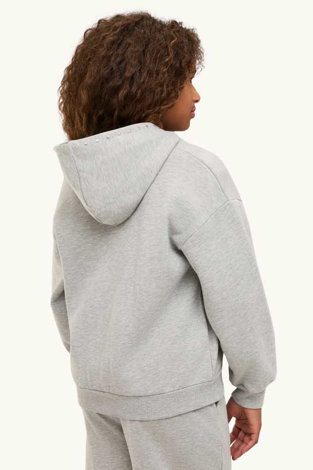 Bambine - Stella - felpa con zip e cappuccio - grigio