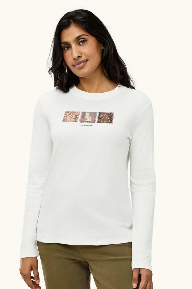 Dona - Samarreta de màniga llarga - regular fit - blanc