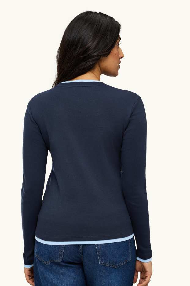 Dona - Samarreta de màniga llarga - regular fit - estil 2 en 1 - blau / blau clar