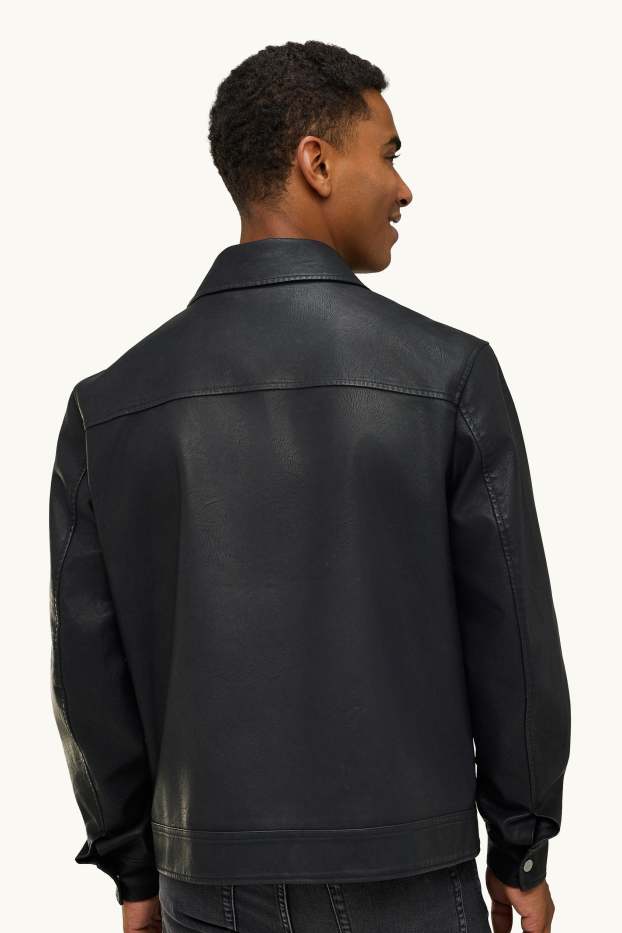 Uomo - Giacca stile motociclista - similpelle - nero