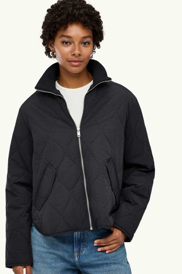 Damen - Steppjacke - gefüttert - wasserabweisend - schwarz