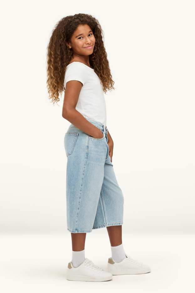 Children Girls - Denim Bermuda shorts - denim-light blue