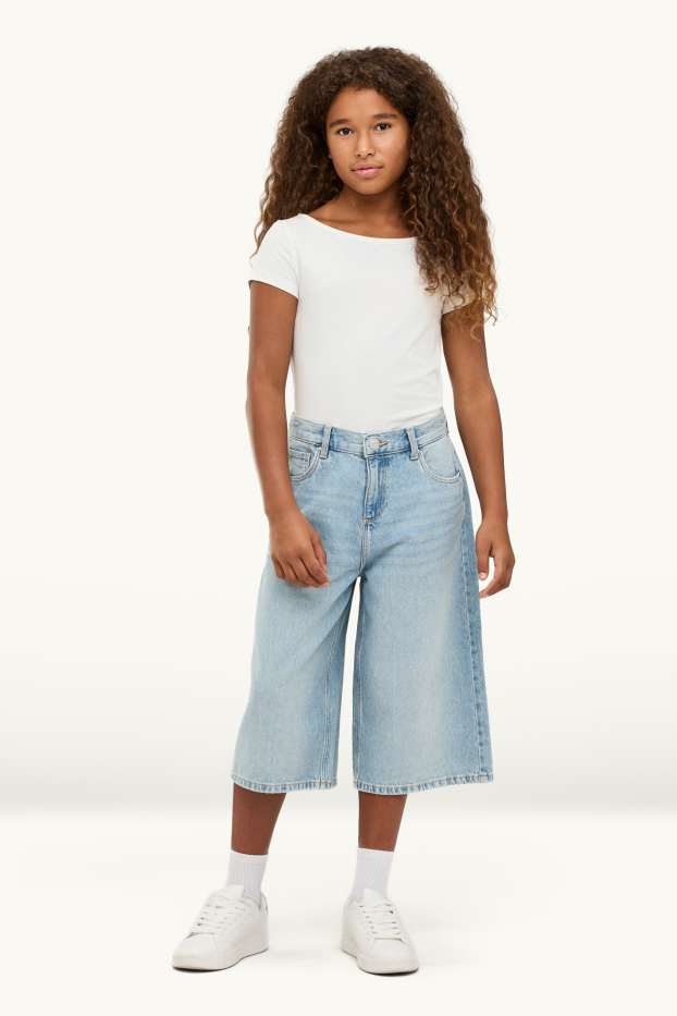 Children Girls - Denim Bermuda shorts - denim-light blue