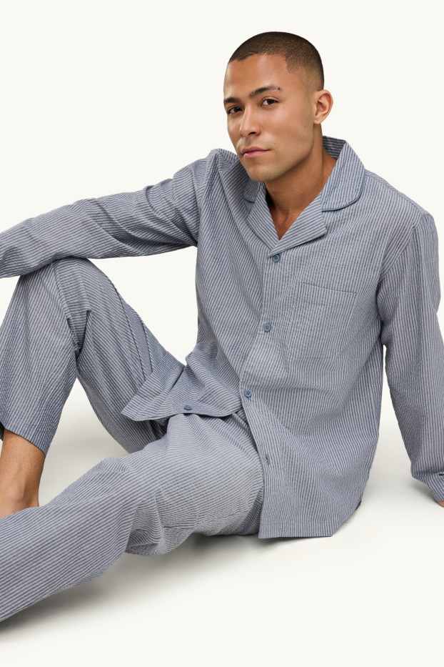 Hommes - Pyjama - à rayures - bleu / blanc