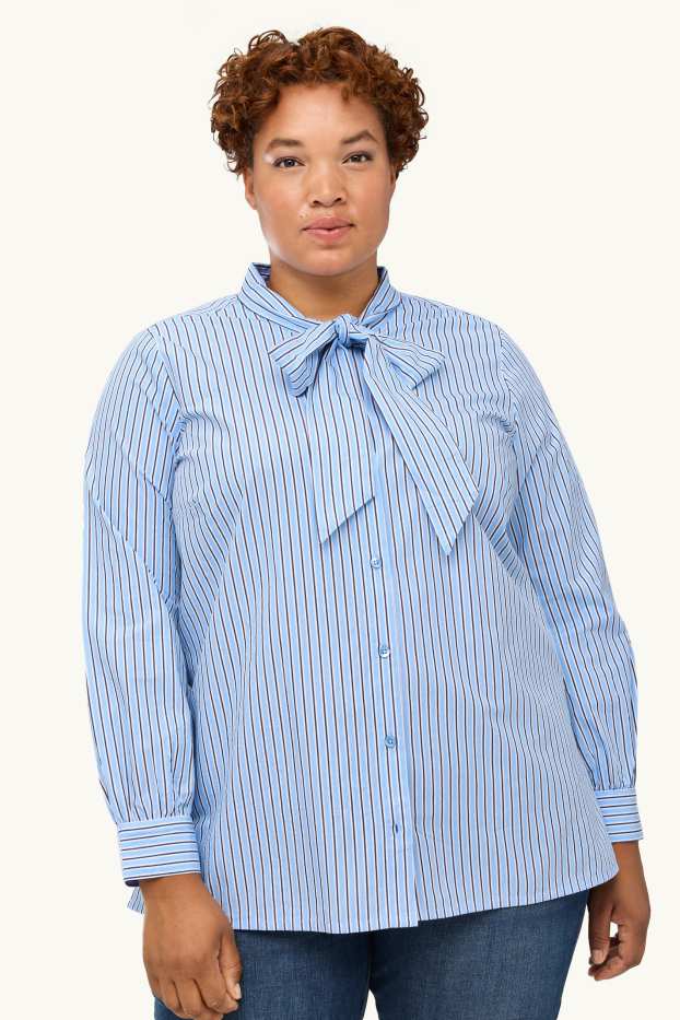 Damen - Bluse - gestreift - blau / hellblau