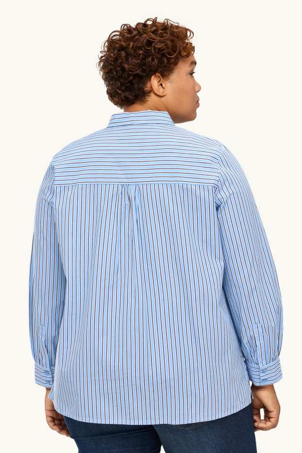 Damen - Bluse - gestreift - blau / hellblau