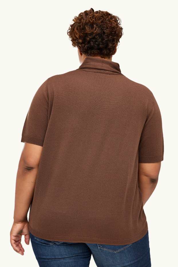 Women - Jumper - short sleeve - brown