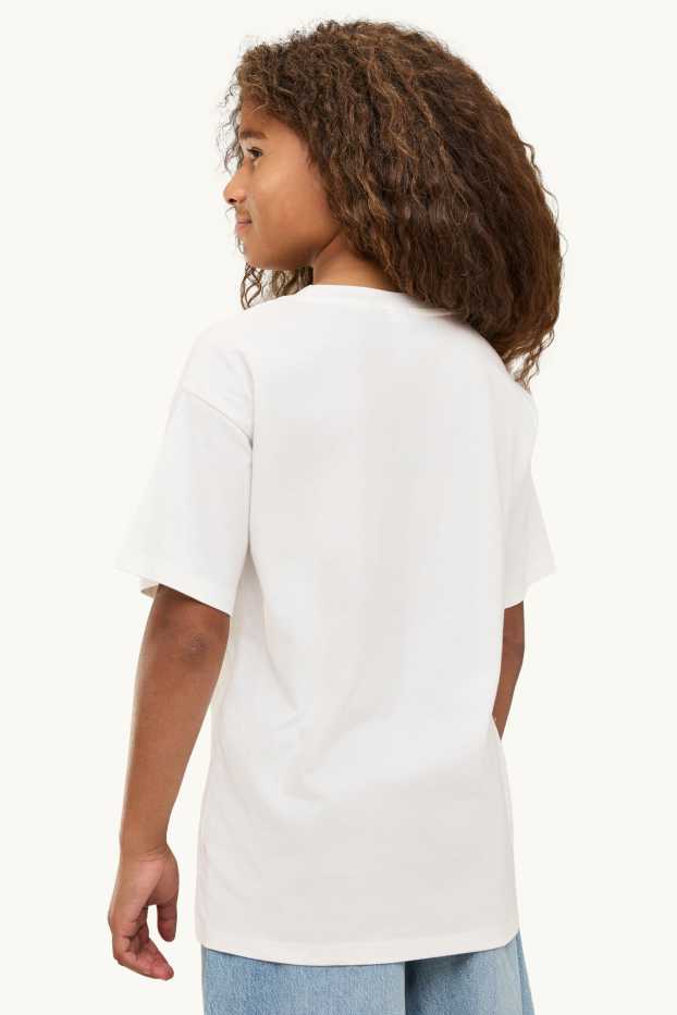 Kinder Mädchen - Lilo & Stitch - Kurzarmshirt - Oversized - weiss / hellblau
