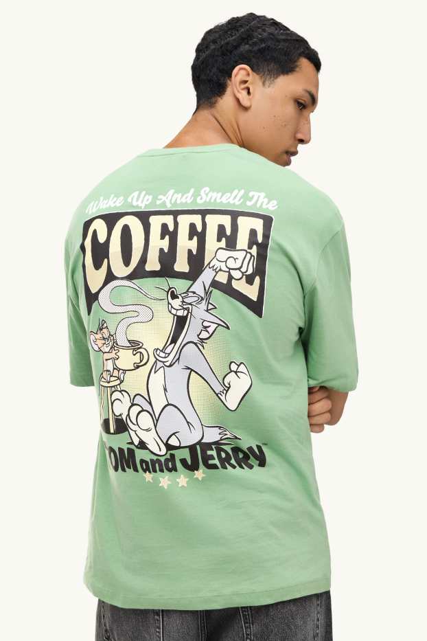 Herren - T-Shirt - Oversized - Tom & Jerry - grün