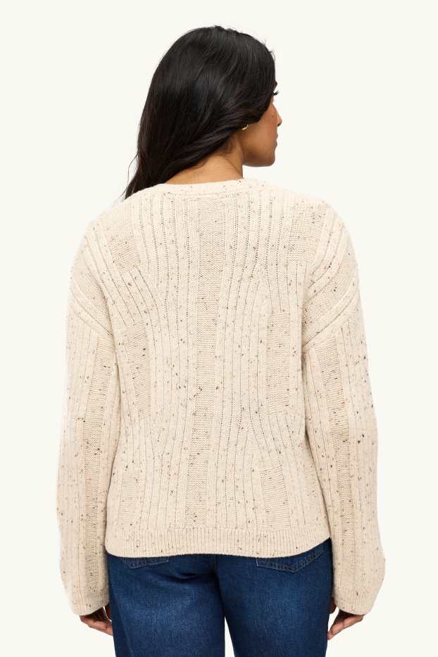 Women - Cardigan - cable knit pattern - beige