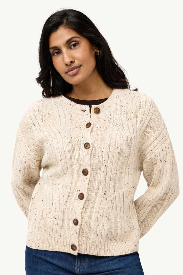Women - Cardigan - cable knit pattern - beige