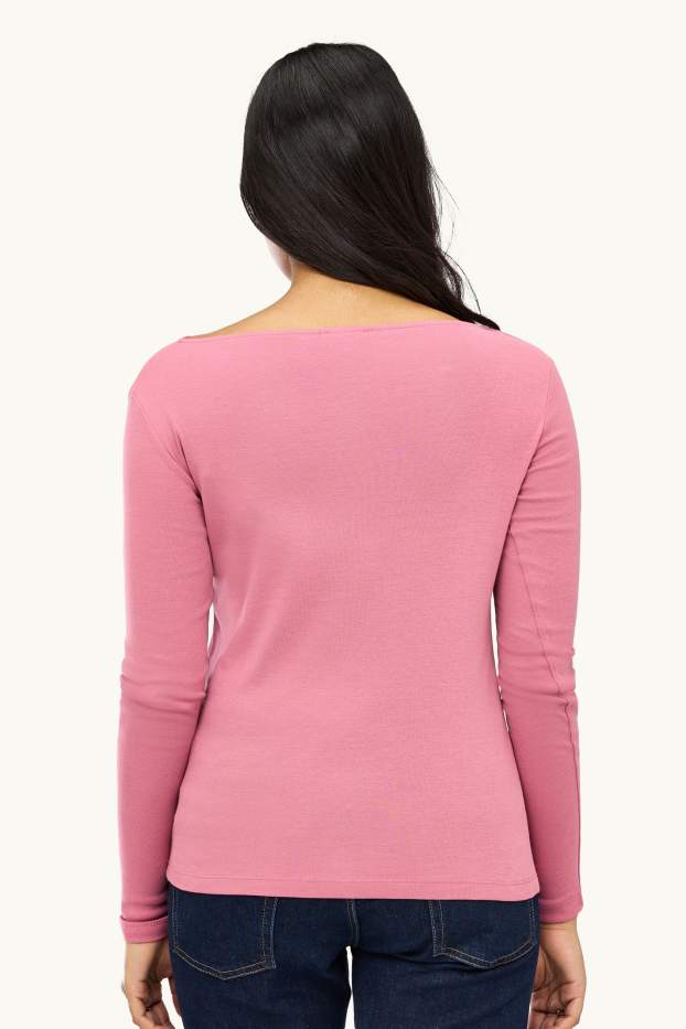 Femei - Tricou cu mânecă lungă - slim fit - roz