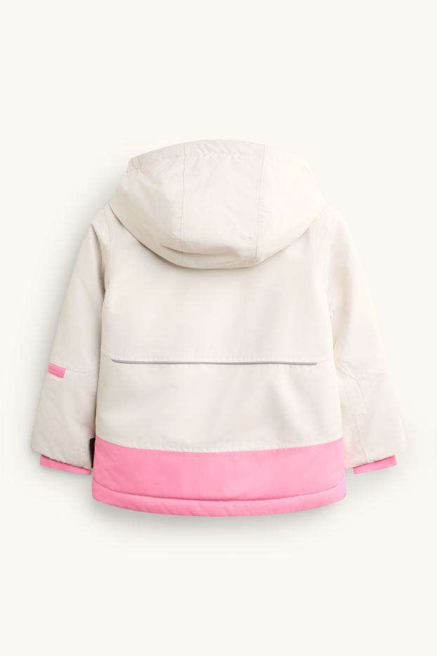 Enfants filles - Veste de ski à capuche - doublée - imperméable - blanc / rose