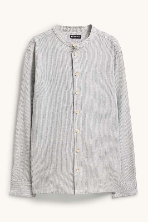 Bambini - Camicia - misto lino - a righe - grigio chiaro