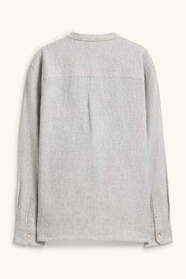 Bambini - Camicia - misto lino - a righe - grigio chiaro