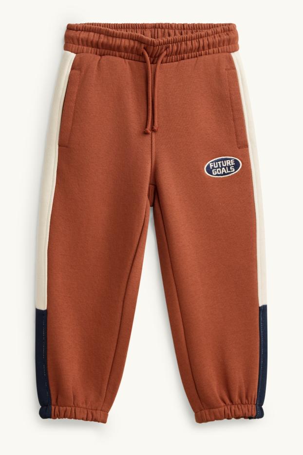 Enfants garçons - Basketball - ensemble - sweat à capuche et pantalon de jogging - 2 pièces - marron / bleu foncé