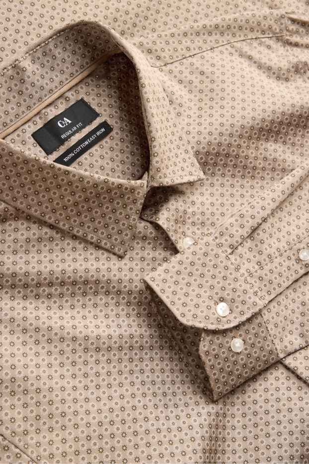 Hommes - Chemise - regular fit - col kent - à motif - taupe