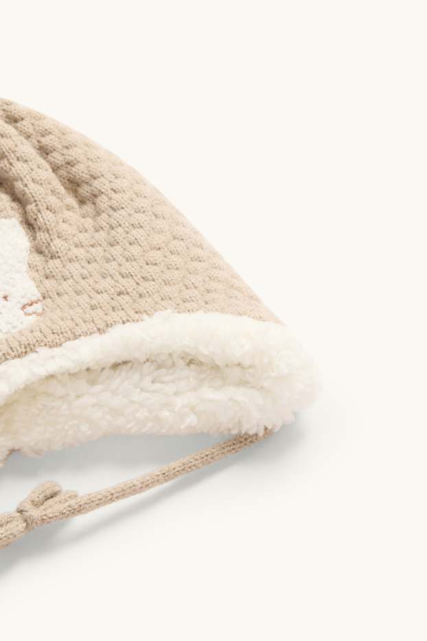 Unisex - Conillet - gorra amb borla per a nadó - texturada - beix