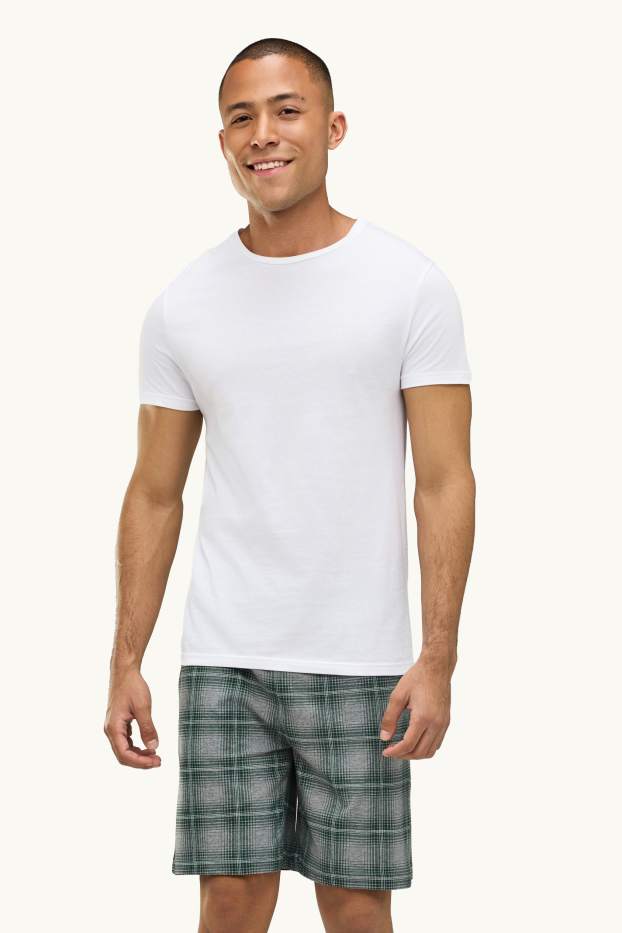 Herren - Multipack 2er - Pyjama-Shorts - grün / grau