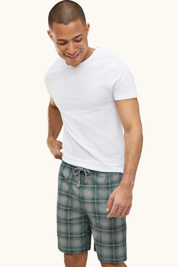 Herren - Multipack 2er - Pyjama-Shorts - grün / grau