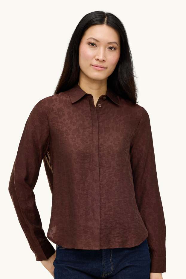 Dona - Brusa camisera - marró fosc