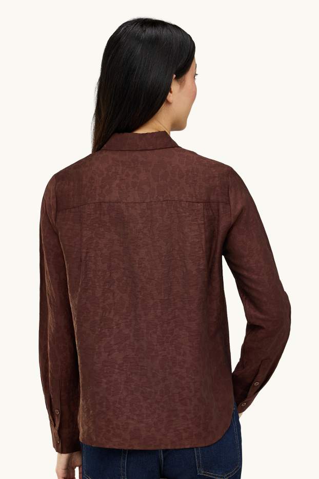 Dona - Brusa camisera - marró fosc