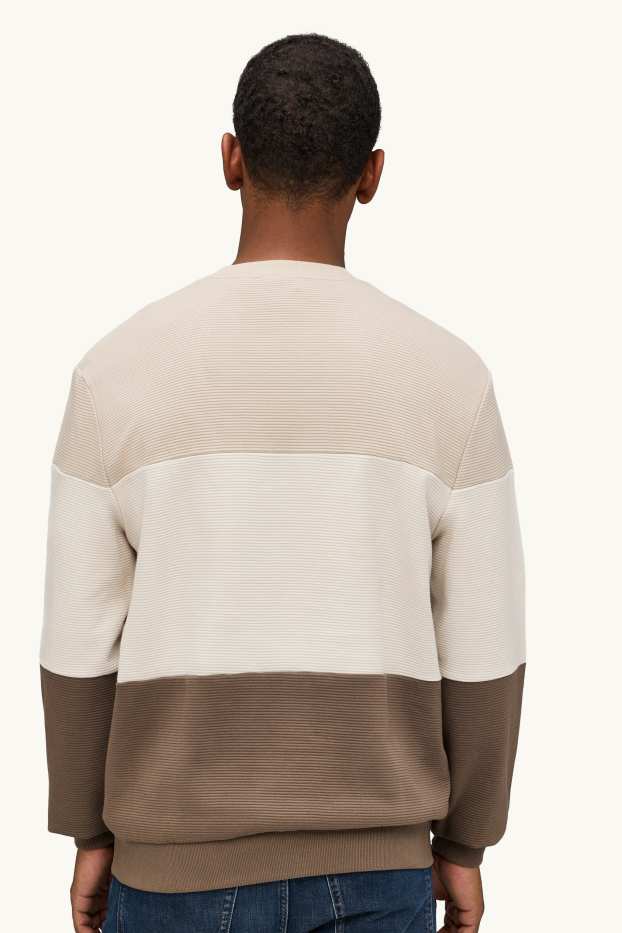 Uomo - Felpa - a coste - beige / marrone