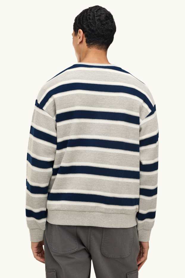 Hommes - Haut à manches longues - relaxed fit - à rayures - gris clair / bleu foncé