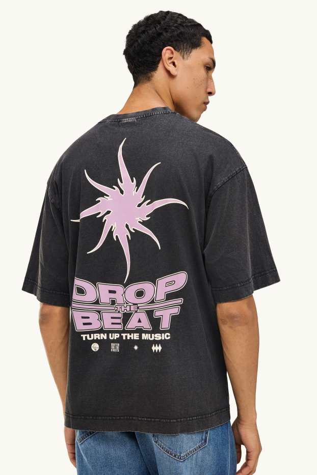 Men - T-shirt - oversized - dark gray