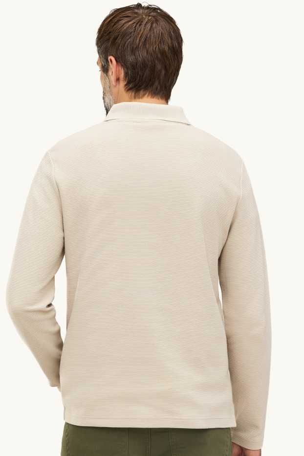 Bărbați - Tricou polo cu mânecă lungă - regular fit - reiat - bej