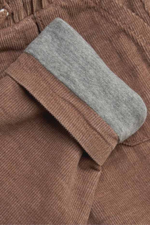 Neonati - Pantaloni termici di velluto a coste per neonati - marrone