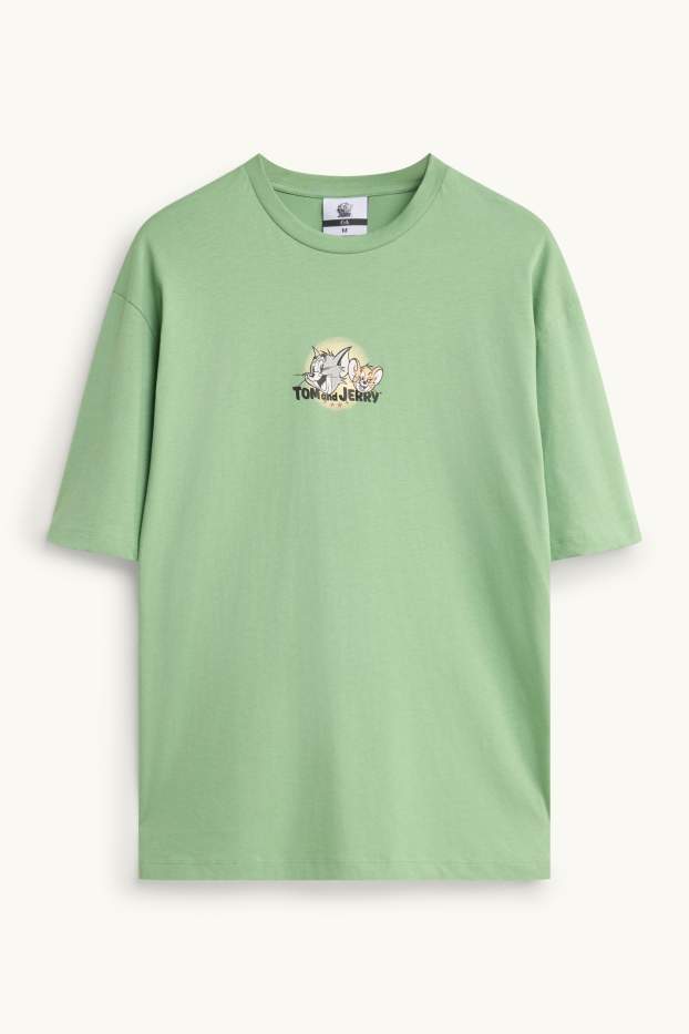 Herren - T-Shirt - Oversized - Tom & Jerry - grün
