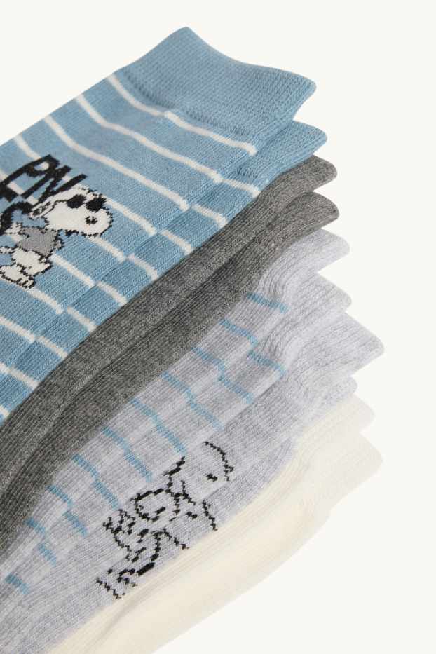 Dames - Set van 5 paar - sokken met motief - Peanuts - blauw / grijs