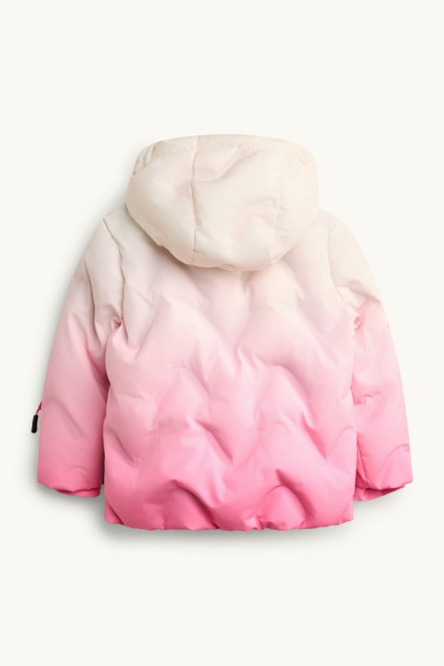 Kinder Mädchen - Skijacke mit Kapuze - gefüttert - wasserabweisend - weiss / pink