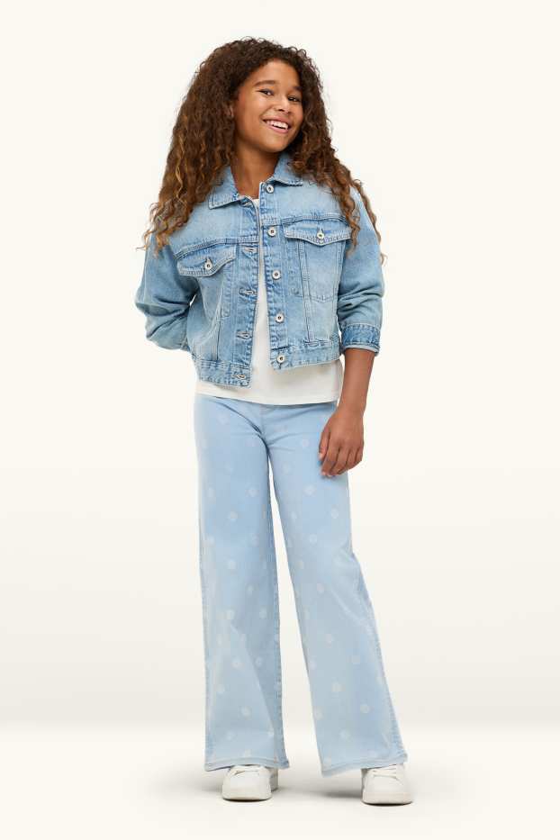 Enfants filles - Wide leg jeggings - à pois - jean bleu clair
